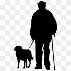 Man And Dog Silhouette, HD Png Download - walking dog png