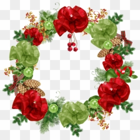 Crown, Christmas, Foliage, Green, Red, Bowls, Ribbon - Christmas Flower Crown Png, Transparent Png - green christmas ribbon png