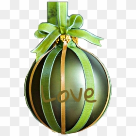 #green #gold #ball #ornament #ribbon #love #word #text - Manualidades Para Arbol De Navidad, HD Png Download - green christmas ribbon png