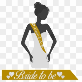 Personalized Bride To Be Sash Gold & Silver - Women Dress Silhouette Painting, HD Png Download - woman in dress silhouette png