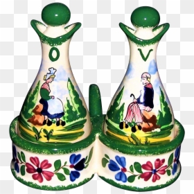 Vintage Faience Pottery Cruet Set Desvres France, HD Png Download - mostacho png