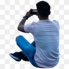 #man #sitting #camera In #hand #person #overlay #cutout - Camera Man Back Png, Transparent Png - person back png