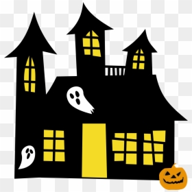 Hauntedhouse Yellowwindows Clipart Of Spooky - Halloween Haunted House Clipart, HD Png Download - full house png