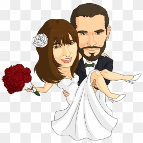 Caricature For A Wedding - Couple Cartoon Caricature Wedding, HD Png Download - wedding cartoon png