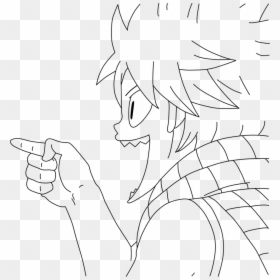 Finger Pointing Down Lineart - Natsu Pointing, HD Png Download - pointing hand clip art png