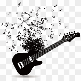 Guitar With Music Notes, HD Png Download - background png images download hd
