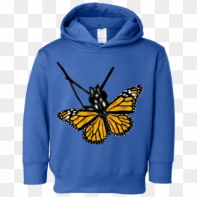 Monarch Butterfly Cartoon Printed Toddler Fleece Hoodie - Baby Shark Hoodie, HD Png Download - butterfly cartoon png