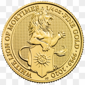 2020 1/4 Oz Great Britain The Queen’s Beasts - White Lion Of Mortimer Coin, HD Png Download - gold coin png image