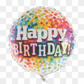 Birthday Rainbow Confetti - Balloon, HD Png Download - happy 1st birthday text png