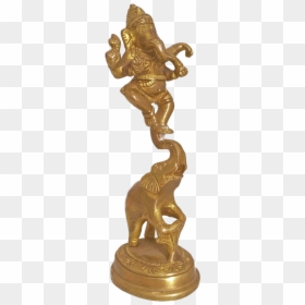 Stunning Lord Ganapathy Dancing On Elephant Trunk Brass - Bronze Sculpture, HD Png Download - pipal leaf png