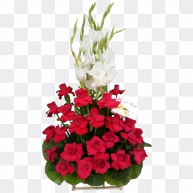 Classic Beauty - Bouquet Of Red Rose With White Gladiolus, HD Png Download - flowers buke png