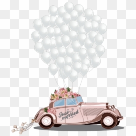 #ftestickers #balloons #car #wedding #justmarried #cute - Drawing Just Married Car, HD Png Download - wedding car png