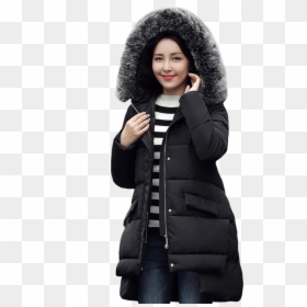 Black Winter Jacket For Women Png Image - Hood, Transparent Png - women png images