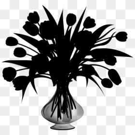 Flowering Plant Silhouette Leaf Plants - Flower Vase Silhouette Png, Transparent Png - flowers plants png