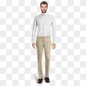 Blue Straight Fit Linen Pants - Grey Mandarin Collar Suit, HD Png Download - gents pant shirt png