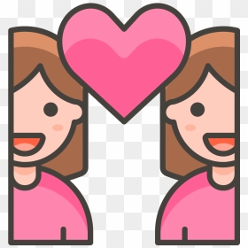 296 Couple With Heart Woman Woman - Raise Hand Cartoon Png, Transparent Png - couple heart png