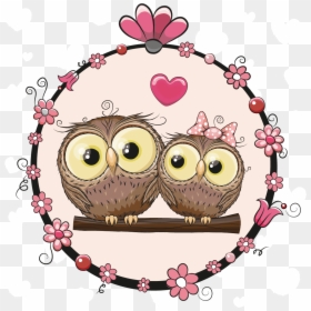 Owl Animals Couple Material Illustration Vector Cartoon - Cartoon Owl Couples, HD Png Download - couple heart png