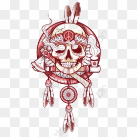 Headdress Clipart Skull - Indian Dream Catcher Drawing, HD Png Download - indian dress png