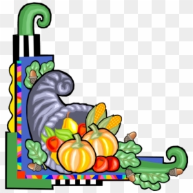 Cornucopia Vector Illustration Of Horn Plenty Border - Vegetable And Fruits Border Clipart, HD Png Download - vegetable png images
