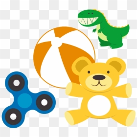A Cartoon Blue Fidget Spinner, A Yellow Teddy Bear, - Toy, HD Png Download - blue teddy bear png