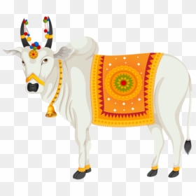 Clipart Cow Cow Indian - Krishna With Cow Png, Transparent Png - indian bull png