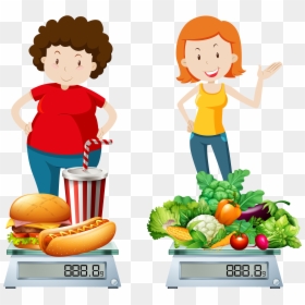 Junk Health Clip Art - Healthy And Unhealthy Person Clipart, HD Png Download - healthy food clipart png