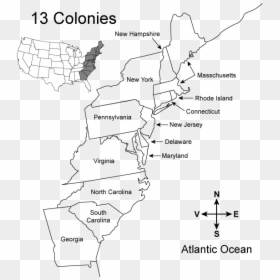 13 Colonies Map Quiz, HD Png Download - blank us map png