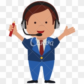 Man Suit Cartoon Icon Vector Graphic - Person Headset Graphic, HD Png Download - cartoon icon png