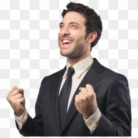Excited Businessman With Clenched Fists - Headset Movie, HD Png Download - clenched fist png