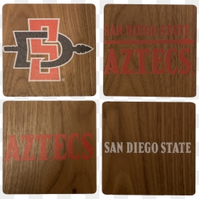 San Diego State University Walnut Coaster Set"  Class= - Plywood, HD Png Download - san diego state logo png