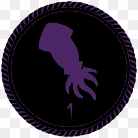 A Black Camp Merit Badge With A Purple Squid And A - Circle, HD Png Download - first place png