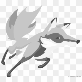 Fox Animal Free Black White Clipart Images Clipartblack - Running Fox Clipart, HD Png Download - black ball png