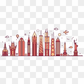 New York & Orlando - United States Skyline Vector, HD Png Download - grand opening banner png