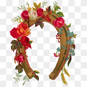 Flowers And Horses Graphic, HD Png Download - horseshoe png