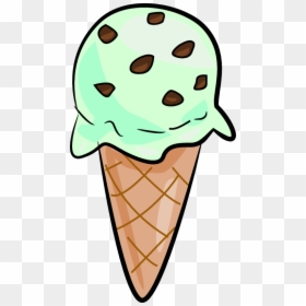 Mint Chocolate Chip Ice Cream Clipart, HD Png Download - ice cream cone png