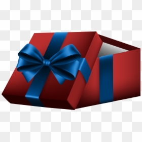 Open Blue Gift Box Png, Transparent Png - blue ribbon png