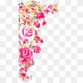 Flower Corner Border Design Png, Transparent Png - pink rose png