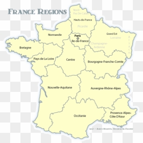 France Regions Map - Updated French Regions, HD Png Download - france map png