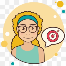 Girl And Target Icon - Old Lady Reading Cartoon, HD Png Download - signo interrogacion png