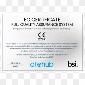 Ce Certificate Otohub - Bsi Group, HD Png Download - featured png