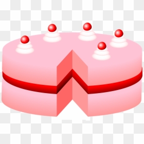 Cake, Torte, Birthday, Dessert, Food, Sweet, Cherries - Pink Cake Clipart, HD Png Download - birthday cake vector png