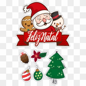 Feliz Natal Decoração Para Bolo E Festas - Topo De Bolo Natal Png, Transparent Png - feliz natal png