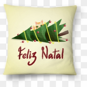 Almofada Natal Com Gatos De Carla Rodriguesna - Cushion, HD Png Download - feliz natal png