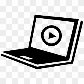Laptop With Play Button On Screen Comments - Laptop And Books Icon, HD Png Download - play button png black