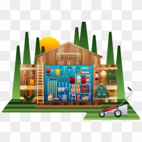 Pixabay Garden Shed V1 - Tools In A Shed Clipart, HD Png Download - garden tools png