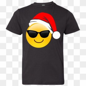 Emoji Christmas Shirt Cool Sunglasses Santa Hat Family - Smiley, HD Png Download - sunglass emoji png