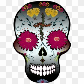 Day Of The Dead Traditional Flower Skull - Transparent Day Of The Dead Flower, HD Png Download - dia de los muertos skull png