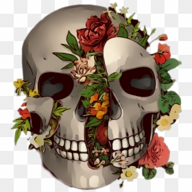 #skull #flowers #roses #sugarskull #diadelosmuertos - Tristes Imagenes Goticas De Amor, HD Png Download - dia de los muertos skull png