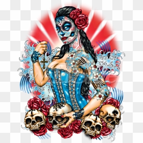 Transparent Dead Roses Png - Day Of Dead Pin Up, Png Download - dia de los muertos skull png