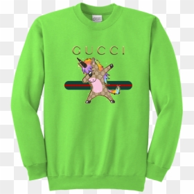 Lime Green Gucci Shirt, HD Png Download - dabbing unicorn png